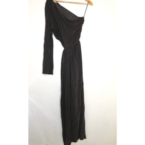 Something Navy One Shoulder Gown Cutout Maxi Black L - Picture 6 of 15